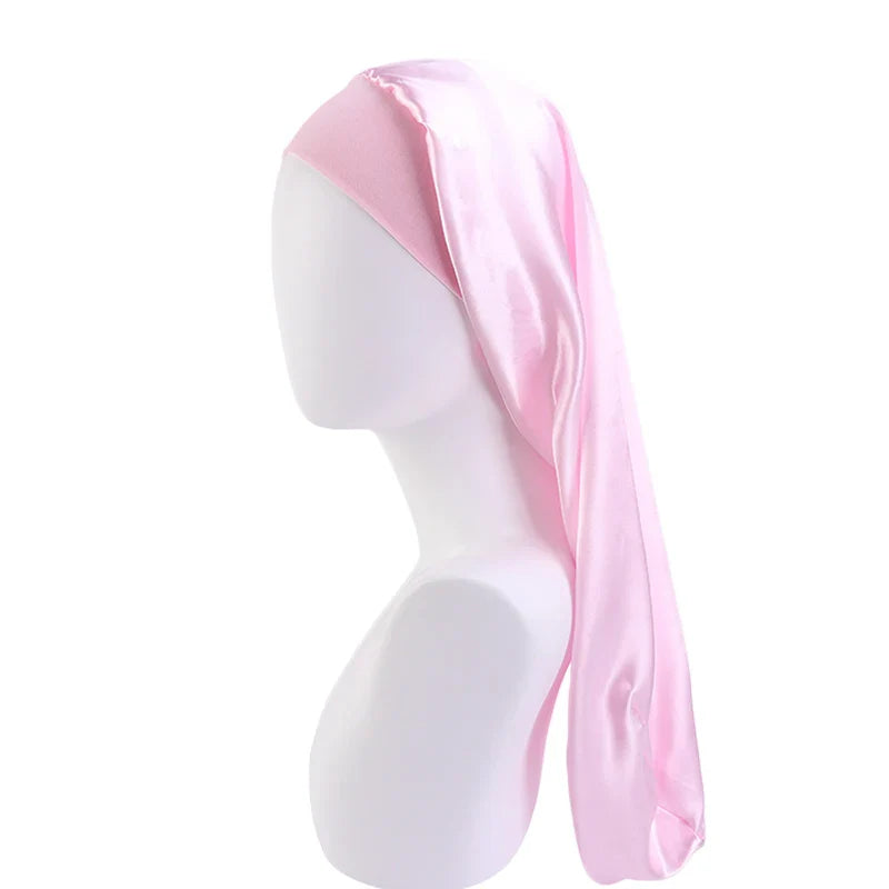 Long Satin Sleep Bonnet for Women — Silky Hair Care Cap with Wide Elastic Band for Braids, Curly & Natural Hair