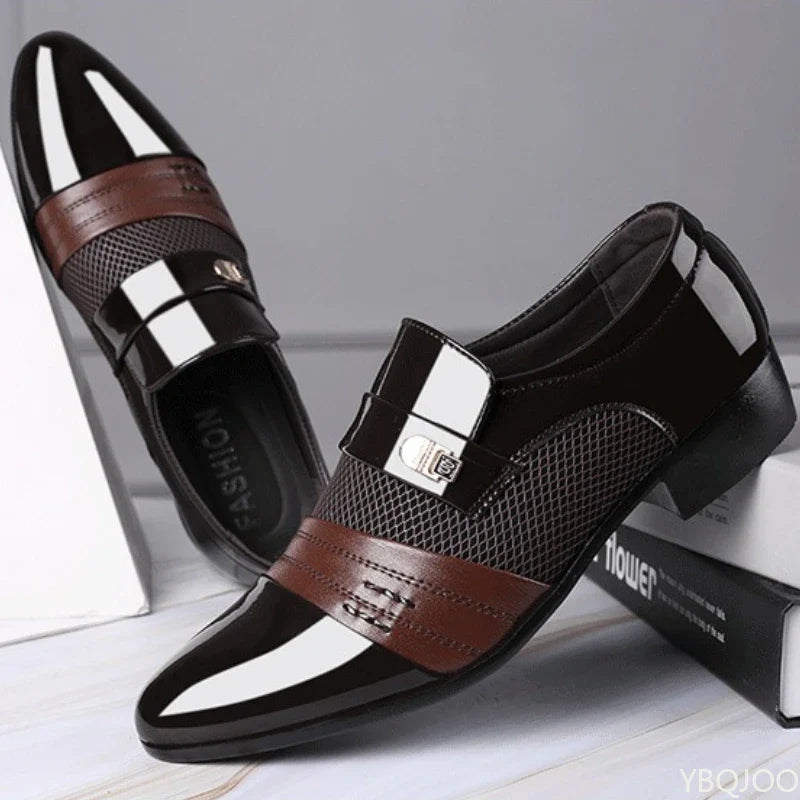 Men’s Pointed Toe Formal Shoes - Comfortable Low-Cut Office Wedding and Daily Dress Shoes