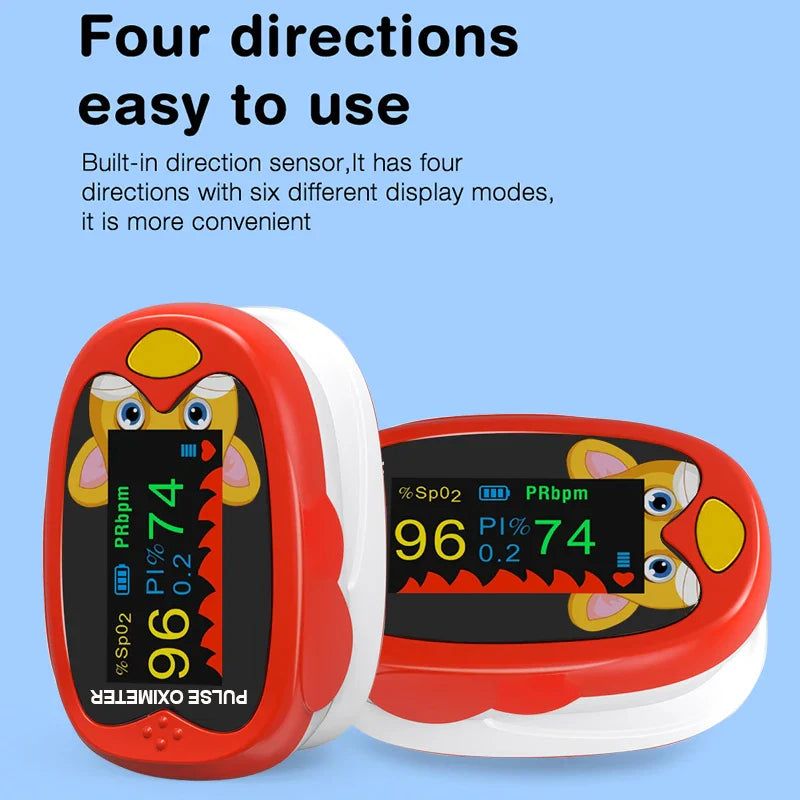 Handheld Finger Pulse Oximeter for Kids – LED TFT Screen, USB Blood Oxygen Monitor for Babies and Pediatrics