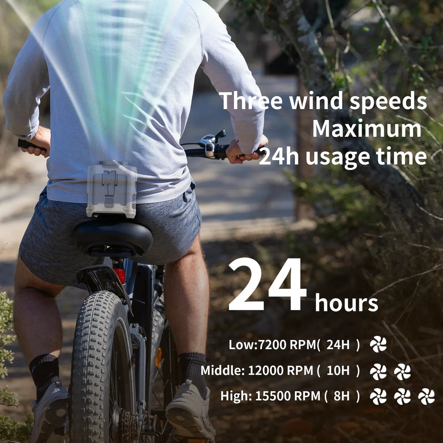 Portable Waist & Neck Hanging Fan – 5-Speed Strong Wind Cooling Fan with LED Light | 10000/20000mAh Rechargeable Battery, Outdoor Sports & Work Wearable Fan