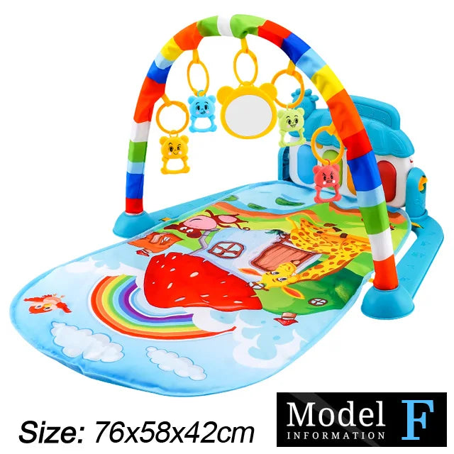 Baby Fitness Stand Music Play Gym – Newborn Piano Crawling Blanket & Pedal Activity Toy for Early Education (0-36 Months)