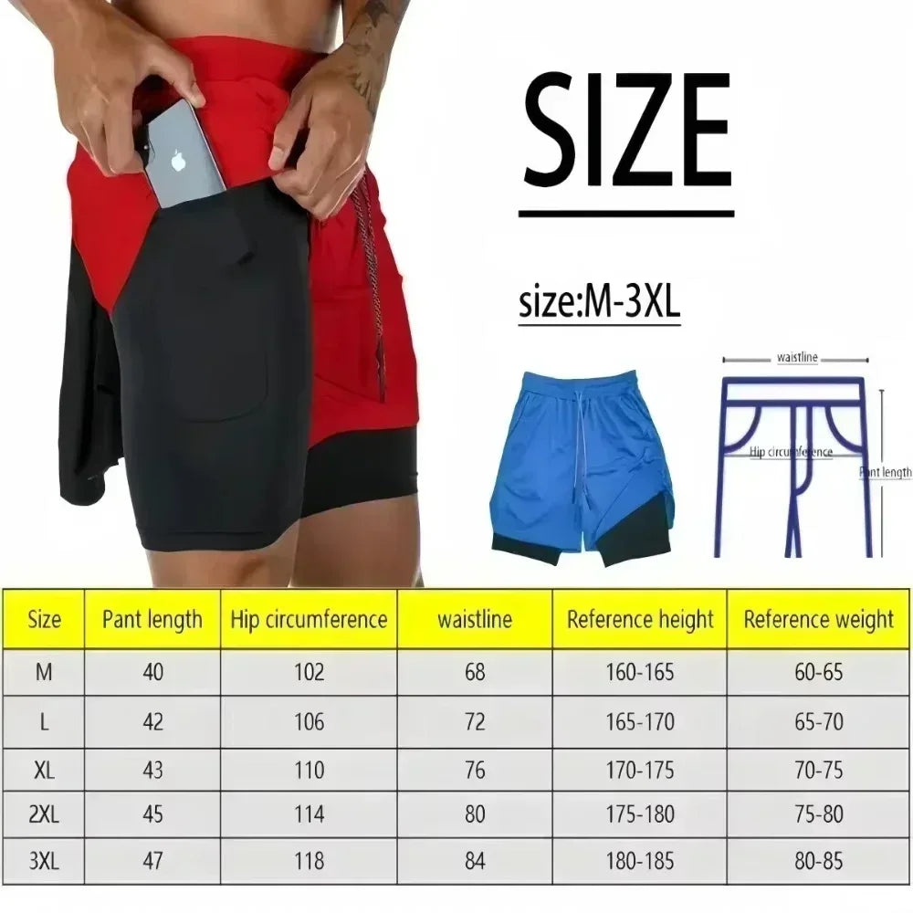 Dragon Ball Men's Double-Layer Shorts - Son Goku Anime Quick-Dry Sports & Fitness Shorts