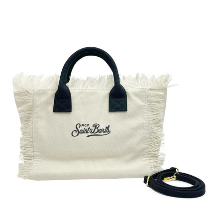 SAINT BARTH Houndstooth Crossbody Bag – Small Cotton Linen Handmade Tote with Tassels for Women
