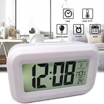LED Digital Alarm Clock - Electronic Screen Desktop Table Clock with Backlight, Snooze, and Calendar for Home and Office
