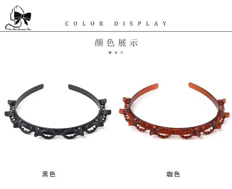 2024 New Double Band Headbands for Women – Non-Slip Hair Bands with Clips, Bezel Hair Hoop, Fashion Headwear