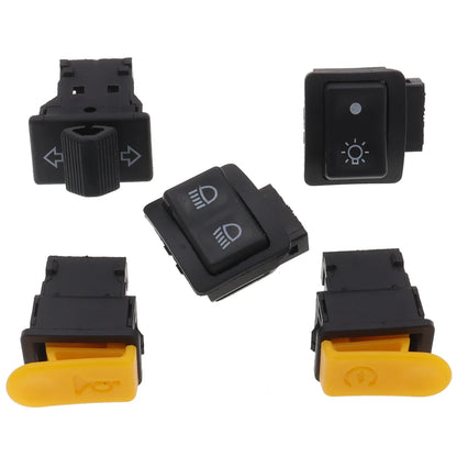 5Pcs Motorcycle Handlebar Switch Set – Headlight, Horn, Turn Signal & Starter Buttons for Scooter/Moped