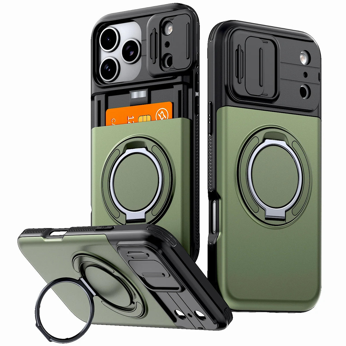 Luxury Wallet Case for iPhone 18 17 16 15 14 13 12 Pro Max 17E 16E 17 Pro - Shockproof Armor Card Holder Stand Cover