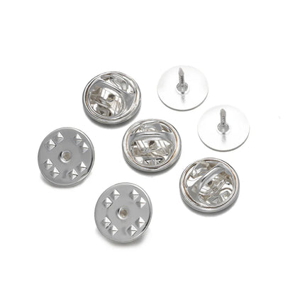 50-Set Brooch Pin Holders – Tie, Hat & Badge Backings with Flat Base & Butterfly Clasp for DIY Jewelry Findings