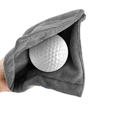 Square Microfiber Golf Ball Cleaning Towel – Water Absorbent Cloth with Carabiner Hook for Clubs and Balls