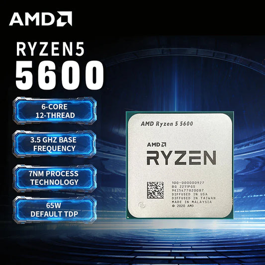 NEW AMD Ryzen 5 5600 – 3.5GHz 6-Core 12-Thread CPU Processor, 7nm, L3=32MB, Socket AM4