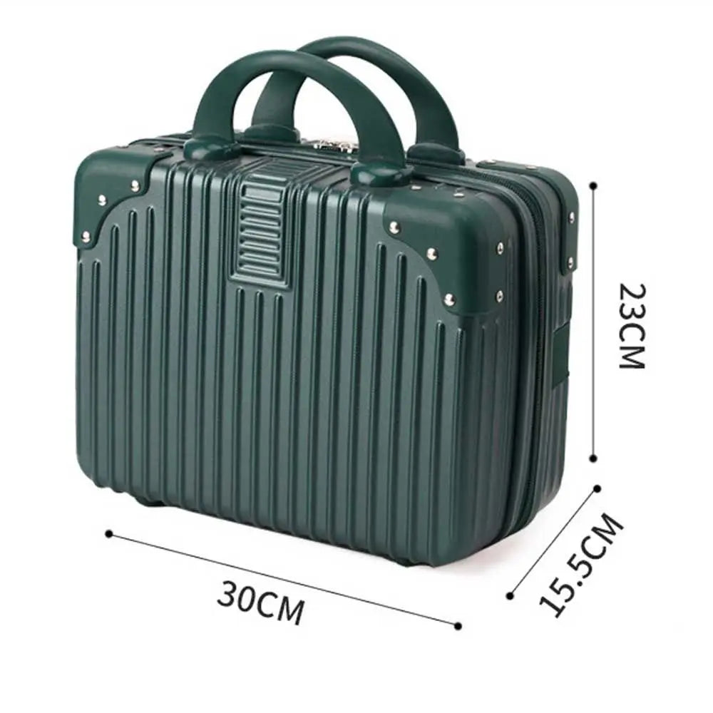 14-Inch Mini Travel Suitcase Cosmetic Box - Hand Luggage Organizer with Password Lock, Small Makeup Case for Boarding