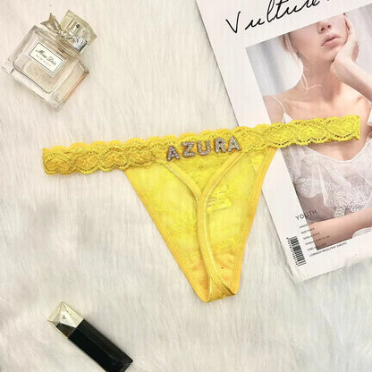 Custom Personalized Lace Thong Bikini – Sexy G-String Body Chain Lingerie with Name Letter Waist Chain Gift for Women