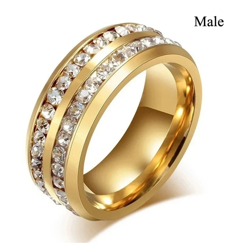 Couple Celtic Dragon Rings Set - Purple Rhinestone CZ Stainless Steel Wedding Jewelry for Men & Women