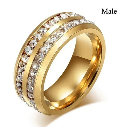 Couple Celtic Dragon Rings Set - Purple Rhinestone CZ Stainless Steel Wedding Jewelry for Men & Women