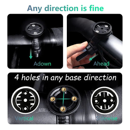 CYCLAMI S6 Bike GPS Computer Mount — Universal Rotatable Headlight & Bicycle Light Holder for Garmin, XOSS