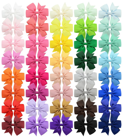 20/40PCS Sweet Candy Color Bow Hair Clip Set – Cute Ribbon Hairpins for Baby Girls & Kids Hair Accessories Gift