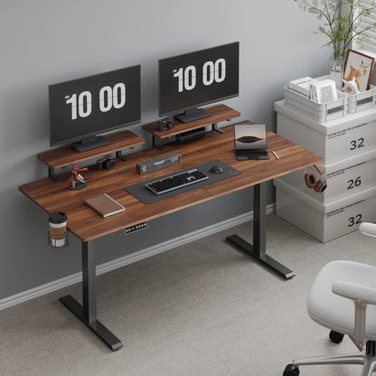 Electric Standing Desk with 2 Adjustable Monitor Shelves – Memory Controller & Height Adjustable Stand Up Desk