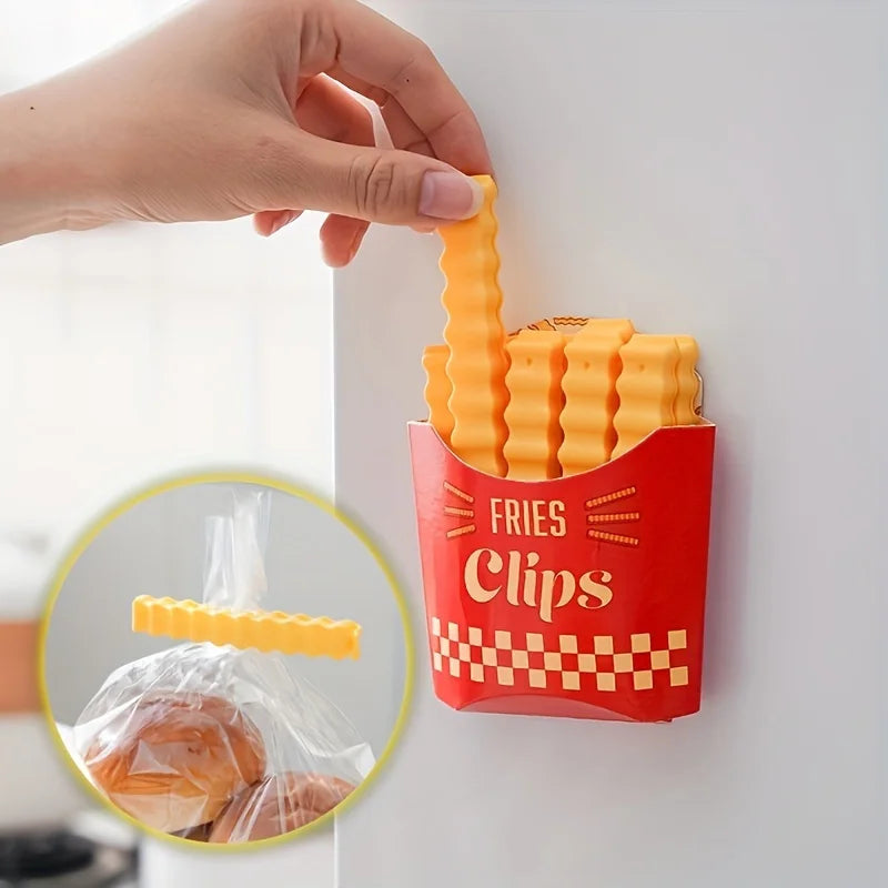 12PCS French Fry Shape Food Sealing Clips – Plastic Bag Snack & Seasoning Bag Clips for Airtight Storage & Kitchen Use