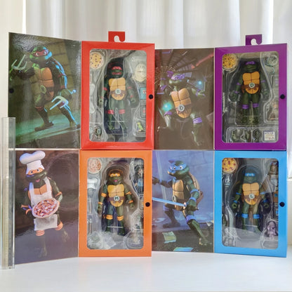 Four New NECA Anime Action Figures – Leonardo Teenage Mutant Ninja Turtles Pizza Club Model Figurines for Toys & Shelf Display