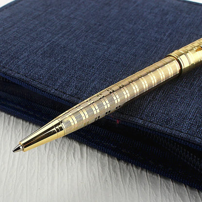 Luxury 0.7mm Metal Rollerball Pen – Blue Ink Gold Steel Signature Pen for Office & School Writing