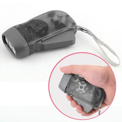 3 LED Hand Press Dynamo Crank Flashlight - Wind-Up Torch Light & Camping Lamp for Outdoor & Home Use