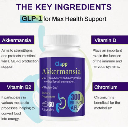 300 Billion AFU Akkermansia Muciniphila Probiotic – Live Digestion Support Supplement