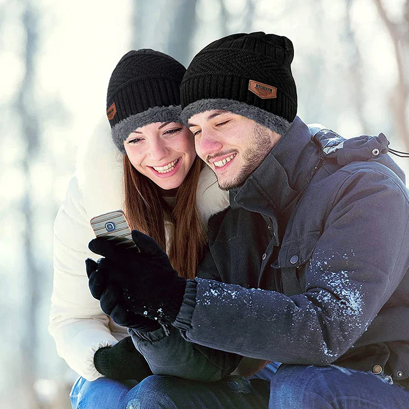2022 Winter Beanie Hat Set for Men & Women - Thick Wool Knitted Cap with Neck Scarf & Balaclava Mask, Bonnet Style