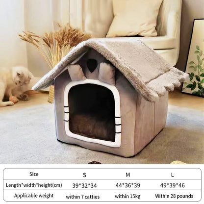 Foldable Pet Sleeping Bed - Removable & Washable Cat/Dog Bed - Cozy Kennel for Indoor Use, Perfect Cat Nest or Dog House