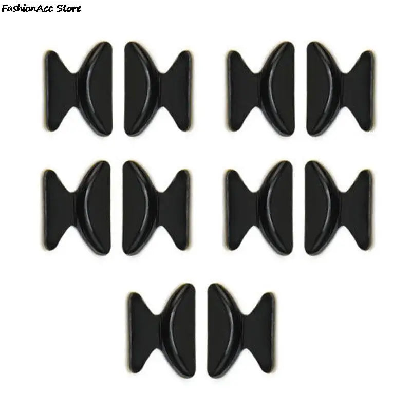 5 Pairs Adhesive Silicone Glasses Nose Pads - Non-Slip Clear & Black Thin Nosepads for Eyeglasses & Sunglasses