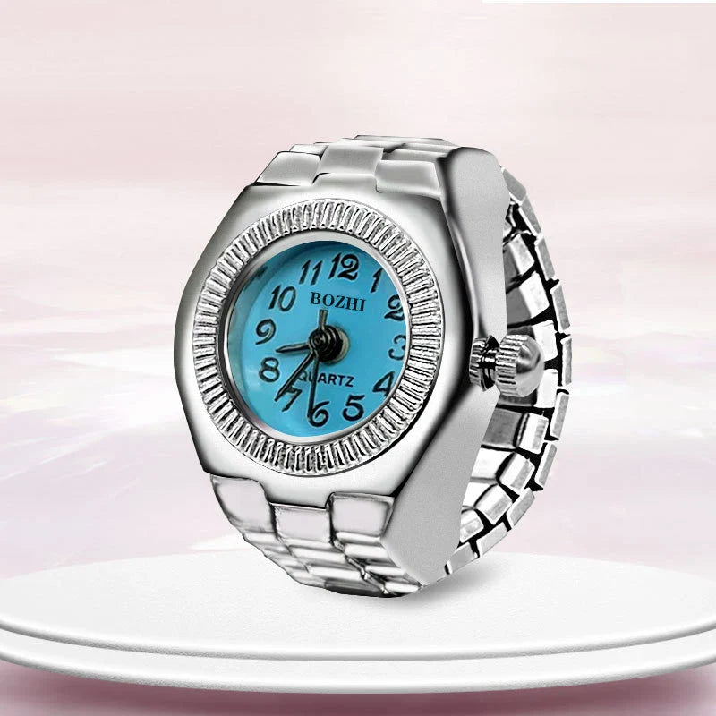 Kiss Jewelry Digital Quartz Finger Watch Ring – Mini Elastic Punk Style Clock Ring for Women, Men & Couple Teens Accessory