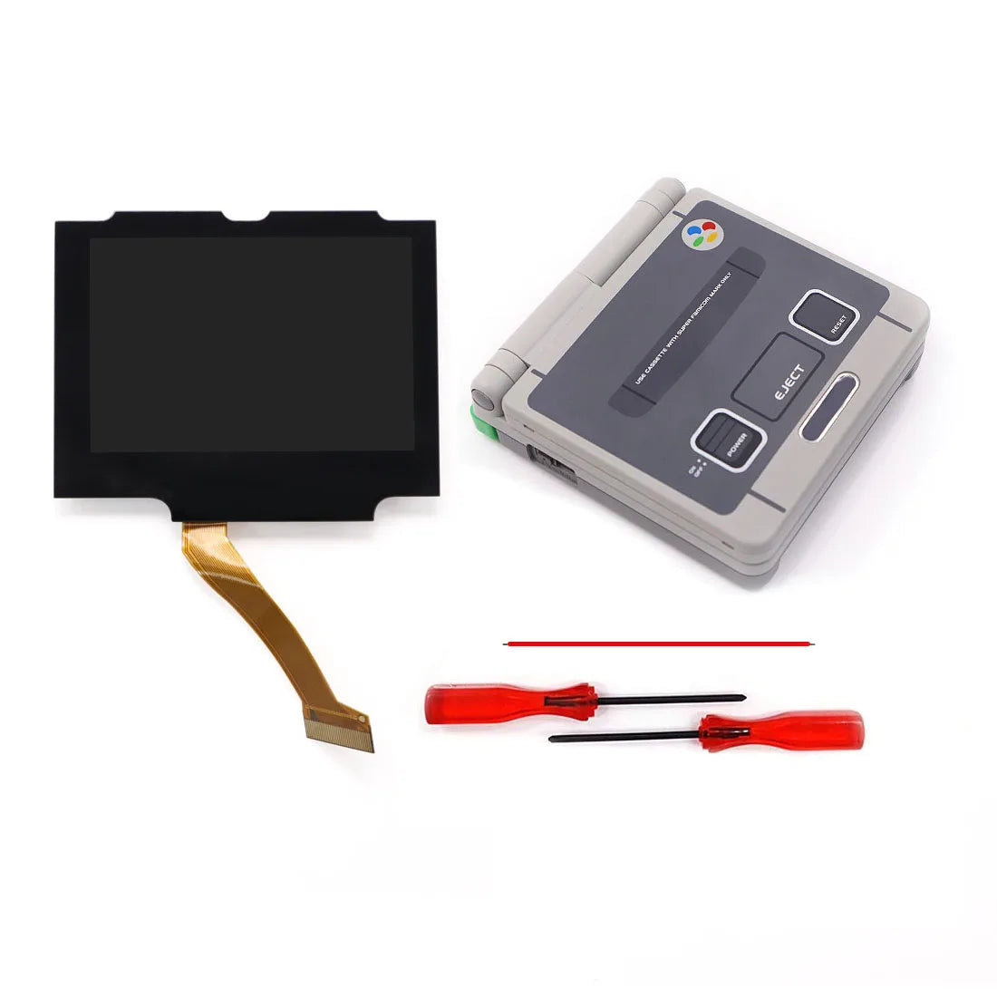 Laminated V5 IPS GBA SP Backlight LCD Replacement Mod Kit – Backlit Screen for Game Boy Advance SP, No Shell Cutting Needed