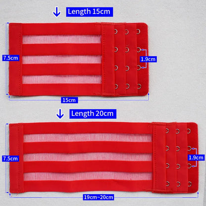 15cm/20cm Bra Extension Straps for Women – Elastic Adjustable Extenders with 3 or 4 Buckles & Hook Clips