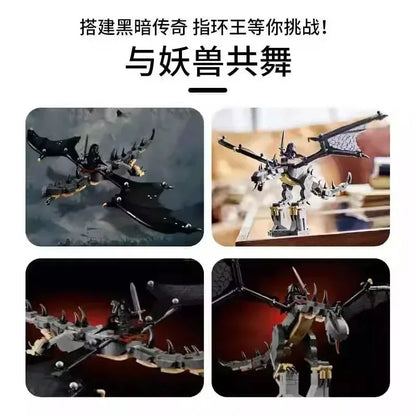 MOC-40693 Lord of the Rings Black Dragon My Fell Beast Building Block Set – DIY Model Brick Educational Desktop Toy & Christmas Gift