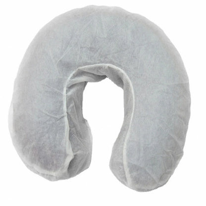 50pcs Disposable Massage Face Cradle Headrest Covers – White U-Shaped Elastic Non-Woven Pillowcases