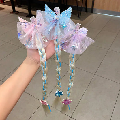 Disney Frozen Elsa Princess Wig & Braid Hairpin - Kawaii Hair Clip Accessories for Girls, Anime Cartoon Toy Gifts
