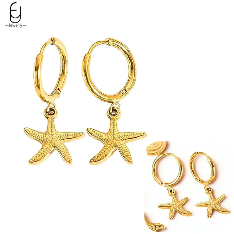 925 Sterling Silver Earrings for Women – Cute Starfish & Shrimp Pendant, Red Chili & Star Enamel Gold Fashion Jewelry