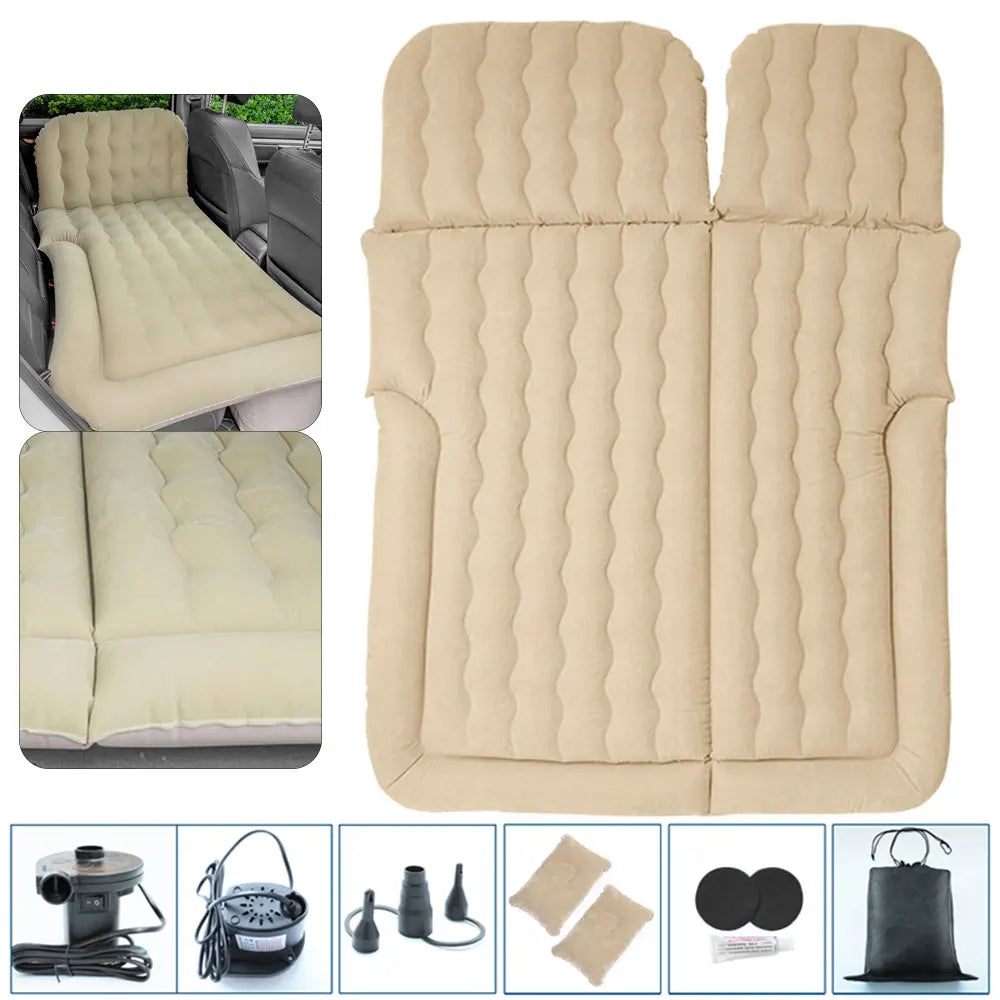New Car Inflatable Bed: PVC and Flocking Air Travel Mattress for Most Small Cars - Comfortable Beige, Black, and Gray Options for Adults on-the-Go!
