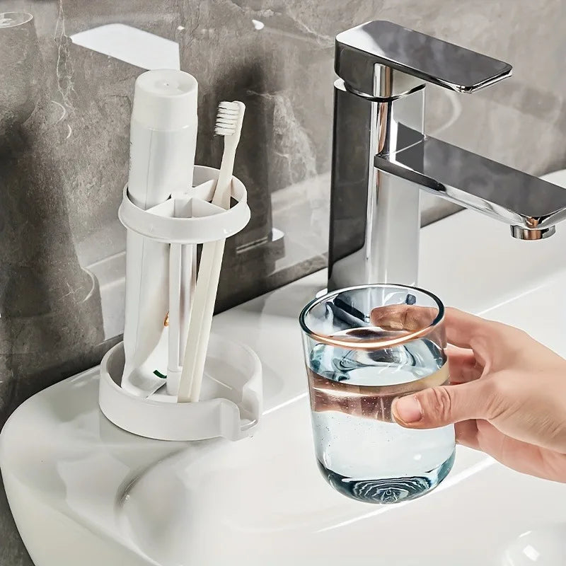 Multifunctional Plastic Toothbrush & Toothpaste Holder – Dustproof, Drainage Design for Home Use