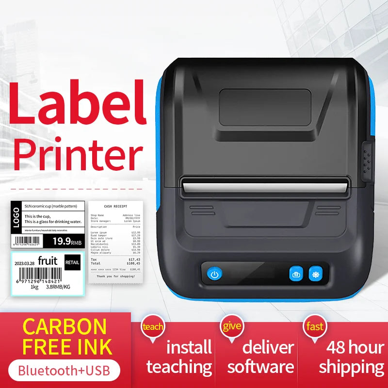 Milestone 80mm Portable Thermal Label Printer – Bluetooth Pocket Receipt Printer, 2-in-1 Mini Printer for Android & iOS Mobile Use