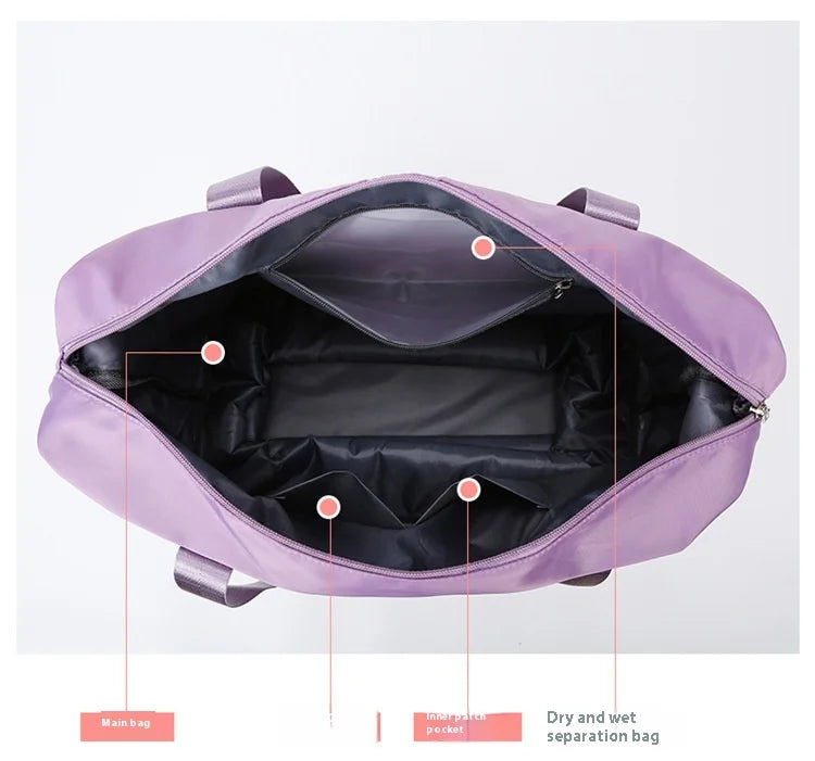 Oxford Cloth Large Travel Bag — Dry & Wet Separation, Detachable Universal Wheel Luggage