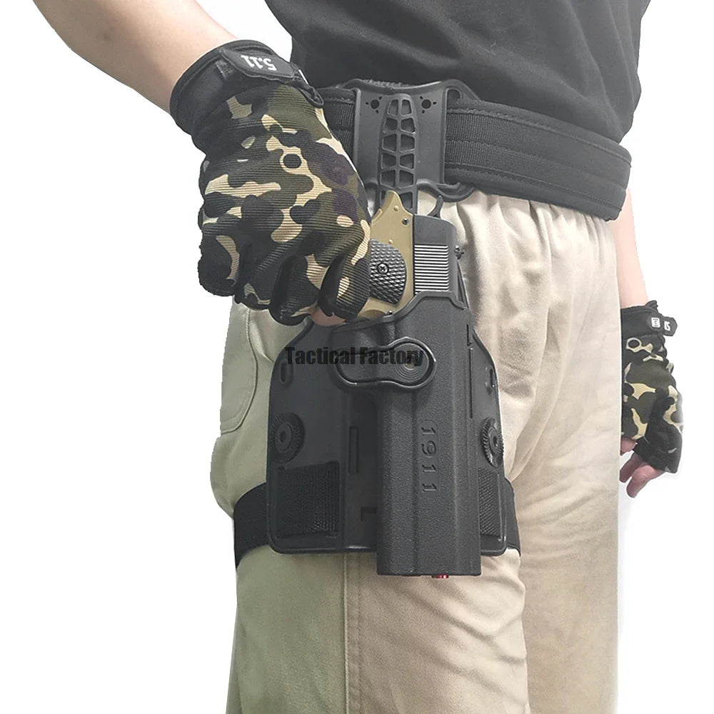 Outdoor Tactical Thigh Drop Leg Holster - Compatible with Glock 17, Beretta M9, Colt 1911, PX4 Storm for Hunting