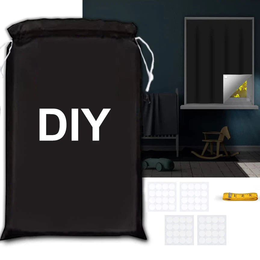 Portable Blackout Curtain for Travel - DIY Temporary Solution for Living Room & Home Windows with Non-Perforated Black Cloth