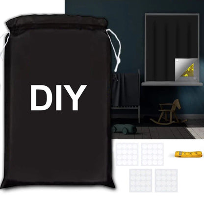 Portable Blackout Curtain for Travel - DIY Temporary Solution for Living Room & Home Windows with Non-Perforated Black Cloth