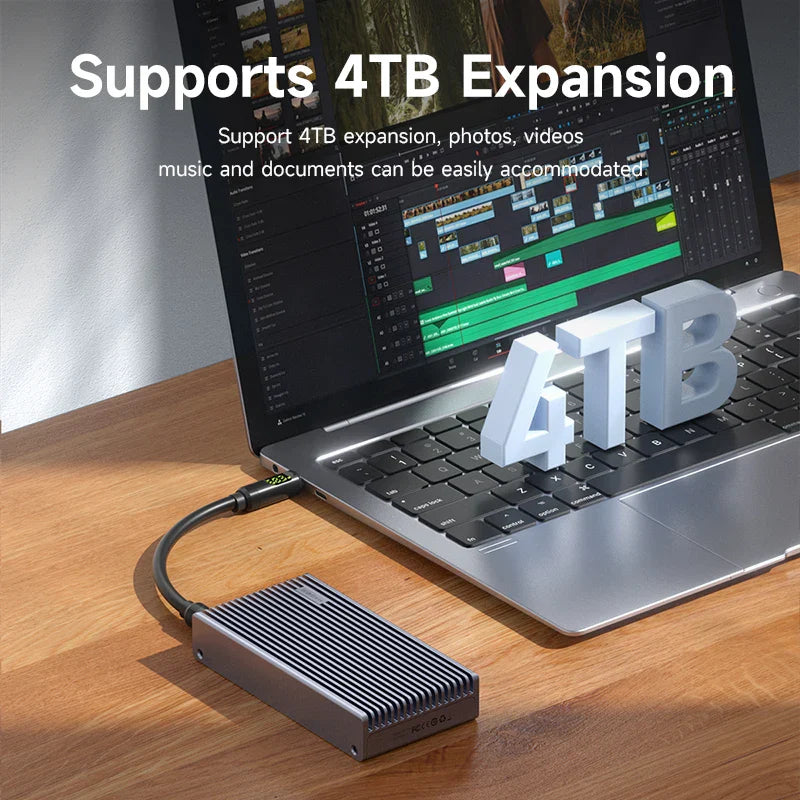 Hagibis 40Gbps USB4 M.2 NVMe SSD Enclosure – LED Display with USB4 Cable for Thunderbolt 4/3 & USB 3.2/3.1/3.0 B+M M-Key SSD Case