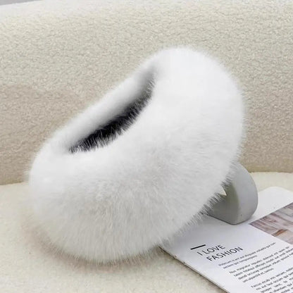 Winter Faux Fur Bucket Hat for Women – Fluffy Thick Plush Fisherman Hat, Coldproof & Windproof Skiing Fashion Panama Cap