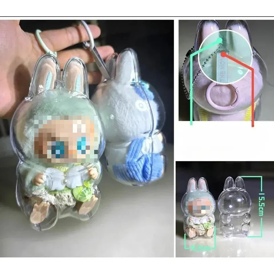 Labubu Blind Box Protective Cover — Thickened Transparent Dust Bag for Pendant Dolls, Vinyl Doll Storage (1-4PCS)