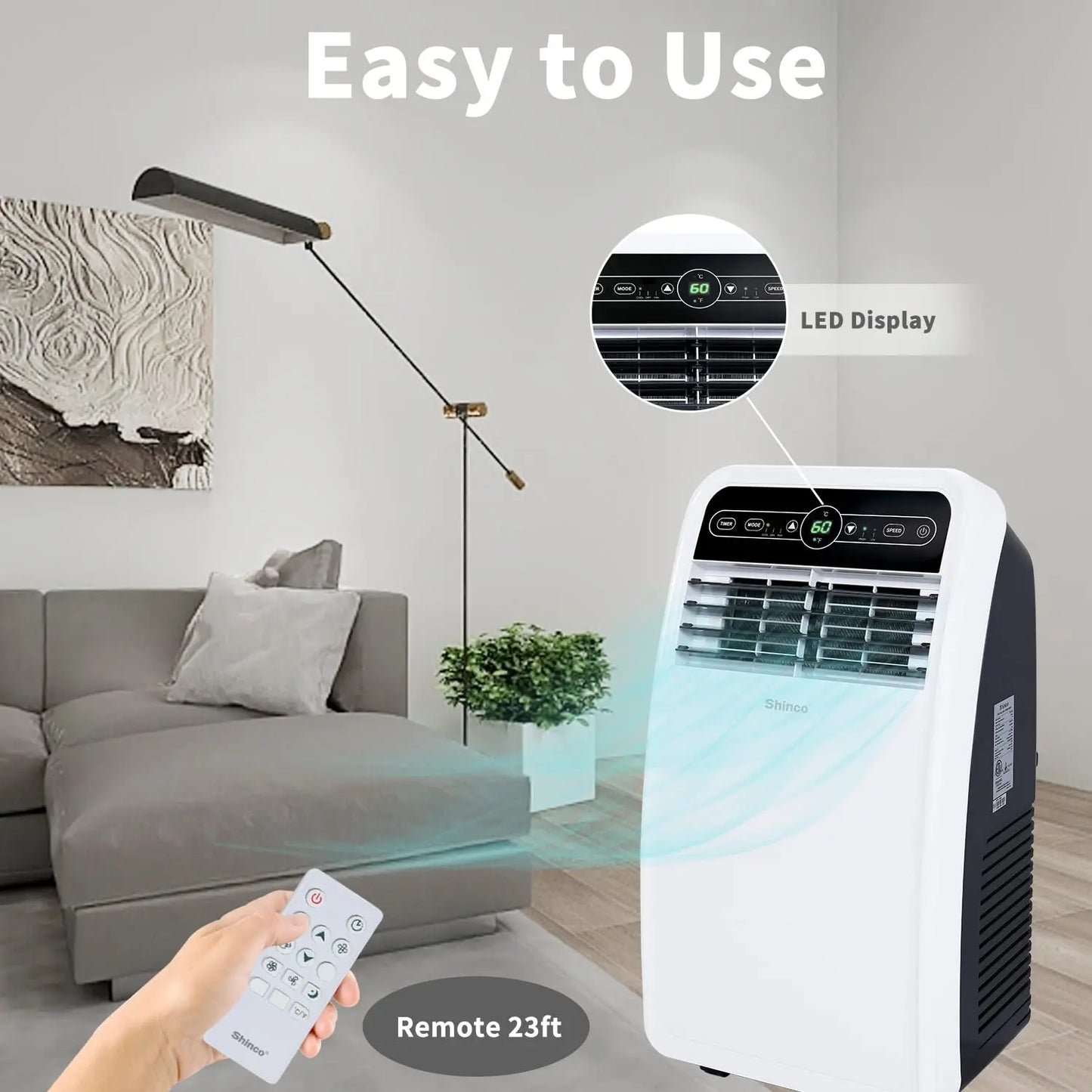 Shinco 8,000 BTU Portable Air Conditioner | AC with Cool, Dehumidifier & Fan for Rooms up to 200 sq.ft