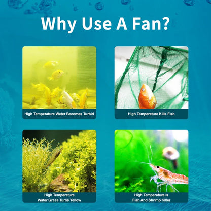 Jebao Jecod ACF Series Aquarium Cooling Fan – Mute Automatic Temperature Control for Marine Tanks, 12V 3W/4W Cooler Accessory