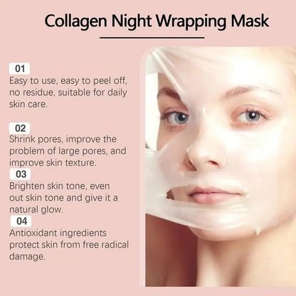 Korean Collagen Overnight Peel Off Facial Mask 75ml – Deep Hydrating Night Wrapping Mask Cream for Glowing Skin