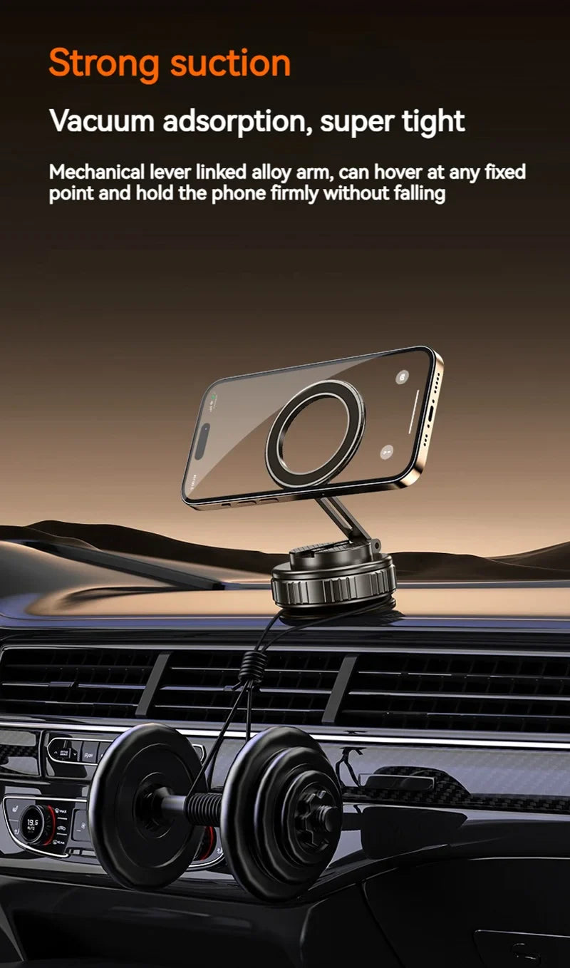 Universal Metal Magnetic Car Phone Holder – Adjustable Vacuum Suction Stand for Mirror, Gym, Bath & Home Use